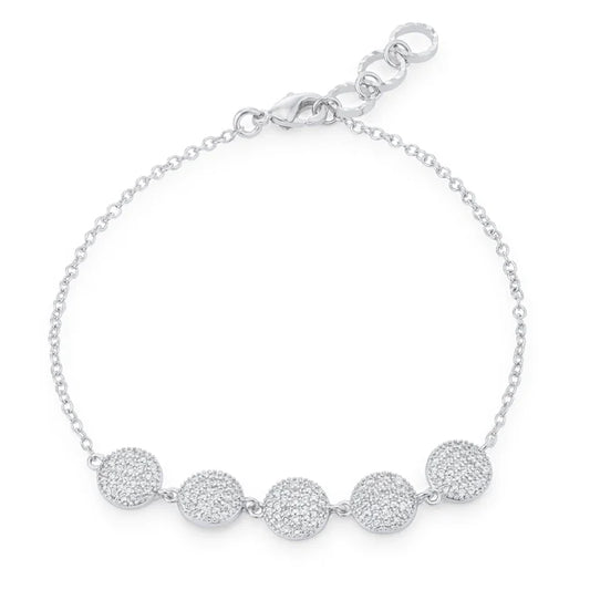 Celeste 0.8ct CZ Rhodium Pavé Disc Bracelet