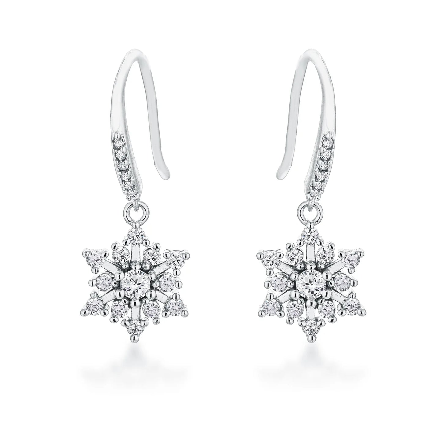 Contemporary Rhodium Plated CZ Earrings